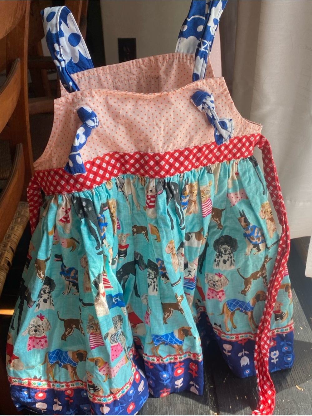 Matilda Jane Platinum Girls Dress Pink Polka Dot & Aqua Print